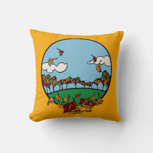 Autumn Landscape Scene Throw Pillow