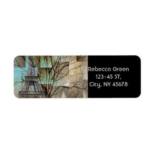 autumn landscape tree branches paris eiffel tower label