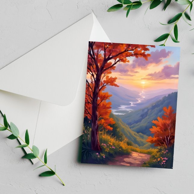 Autumn Landscape Watercolor Fall Foliage Card  (Creator Uploaded)