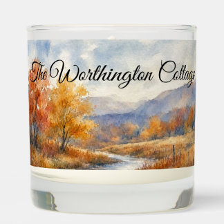 Autumn Landscape Watercolor Winding Stream Paintin Scented Candle
