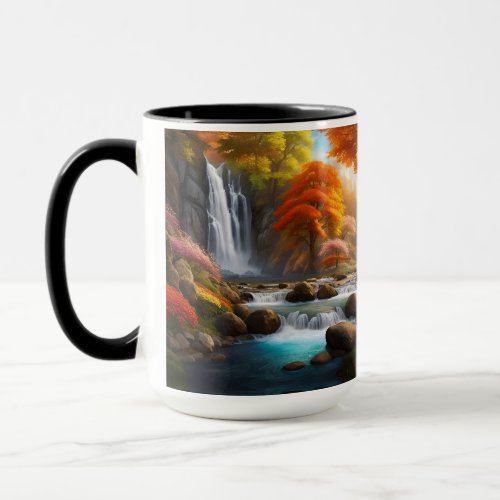 Autumn Landscape Waterfalls in the Park Mug