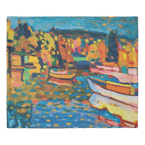 Autumn Landscape with Boats by Wassily Kandinsky Duvet Cover