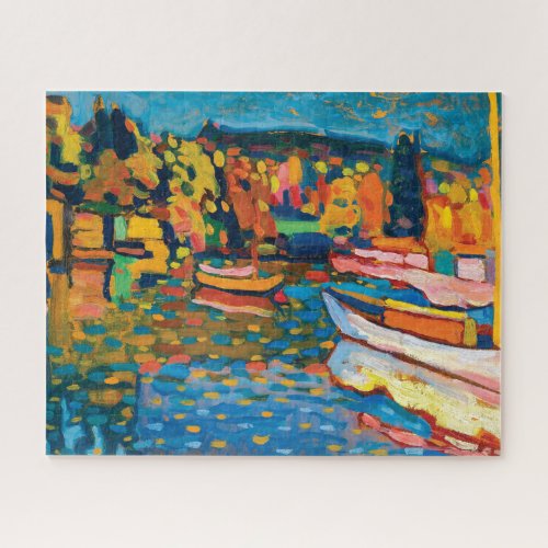Autumn Landscape with Boats by Wassily Kandinsky Jigsaw Puzzle