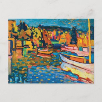 Autumn Landscape With Boats By Wassily Kandinsky Postcard by colorfulworld at Zazzle