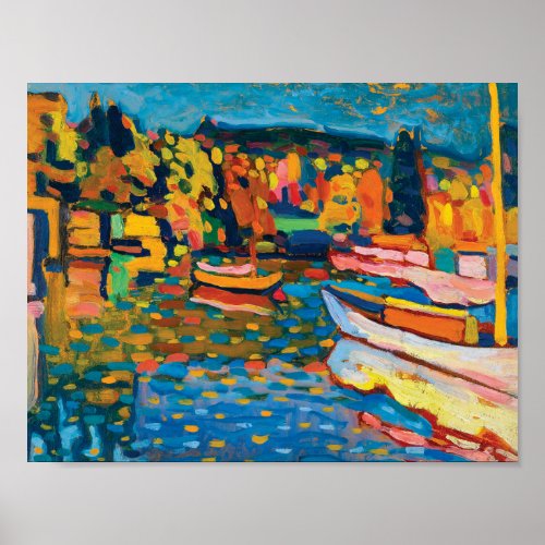 Autumn Landscape with Boats by Wassily Kandinsky Poster