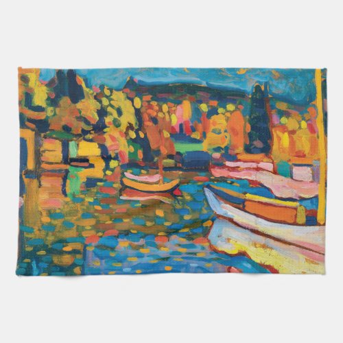 Autumn Landscape with Boats by Wassily Kandinsky Towel