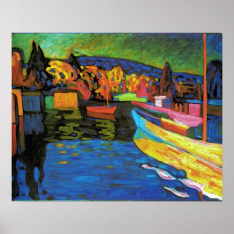 Autumn Landscape With Boats Poster