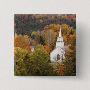 Autumn landscape with church, Vermont, USA Pinback Button