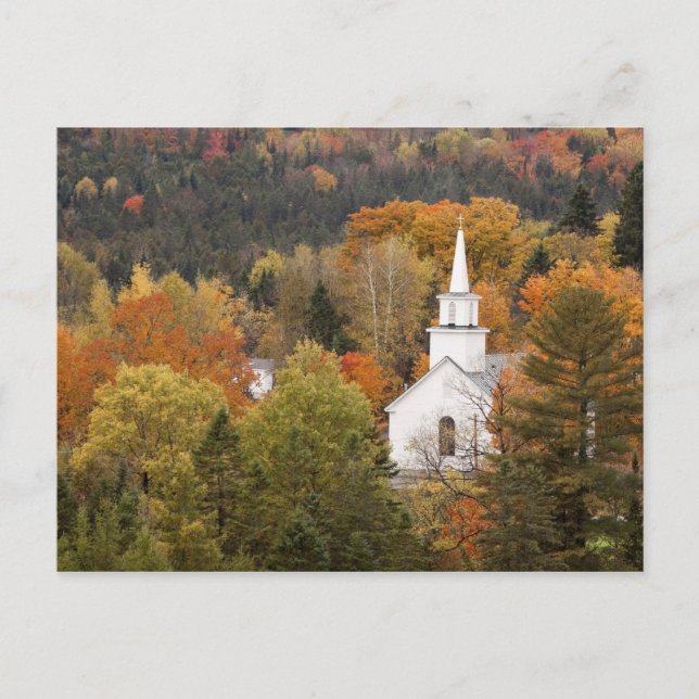 Autumn landscape with church, Vermont, USA Postcard (Front)