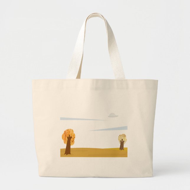 autumn landscape with trees,hills,cloud  large tote bag (Front)