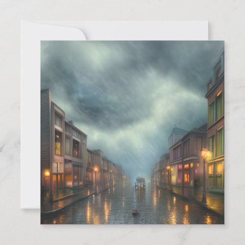 Autumn landscapes with rain and foliage have a uni note card