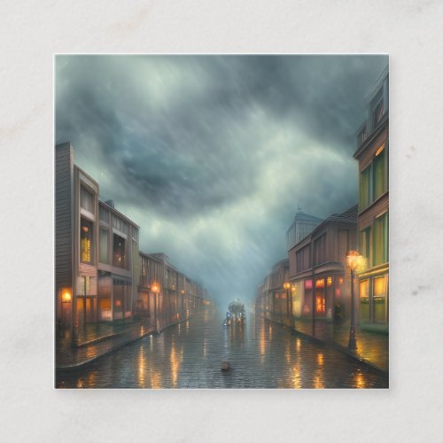 Autumn landscapes with rain and foliage have a uni square business card