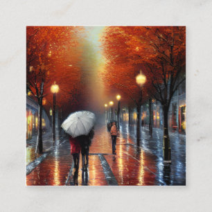 Autumn landscapes with rain and foliage have a uni square business card