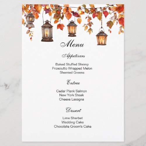 Autumn Lanterns Menu Card