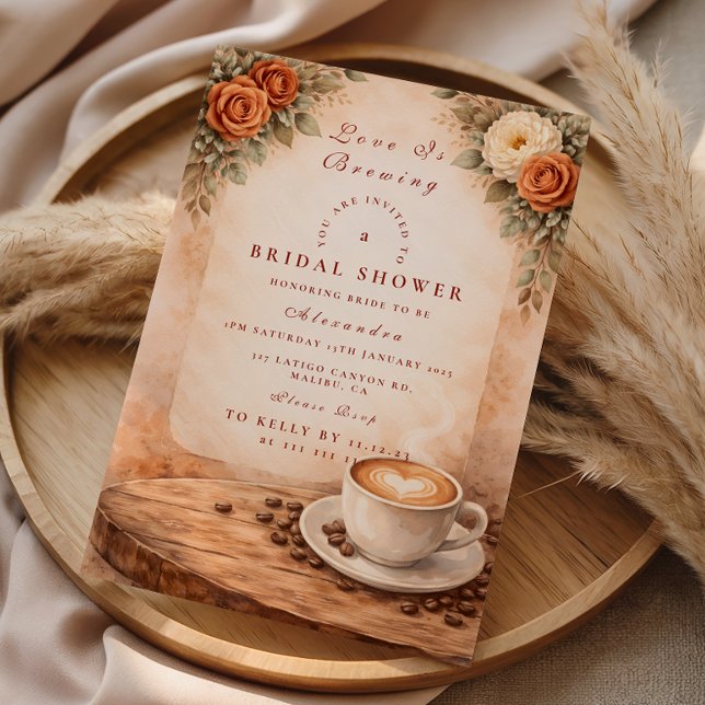 Autumn Latte Love Bridal Shower Invitation (Creator Uploaded)