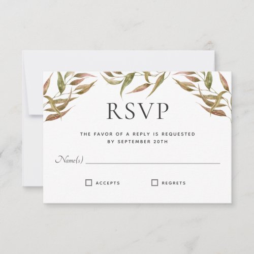 Autumn Laurel Wreath Monogram Wedding RSVP