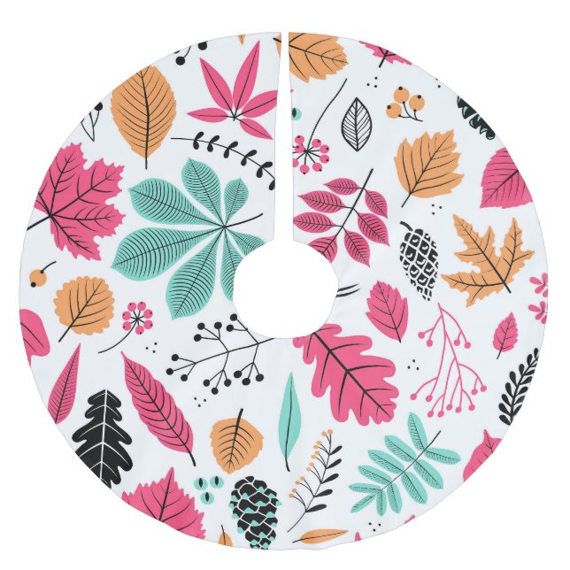 Autumn Leaf Abstract Seamless Pattern Brushed Polyester Tree Skirt (Front)