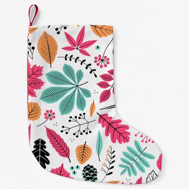 Autumn Leaf Abstract Seamless Pattern Small Christmas Stocking (Front)