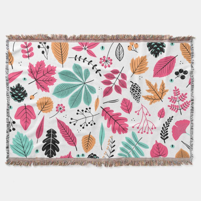 Autumn Leaf Abstract Seamless Pattern Throw Blanket (Front)