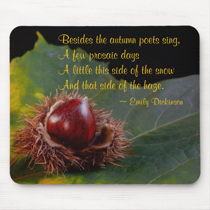 Autumn Leaf and Nut with Dickinson Poem Mouse Pad