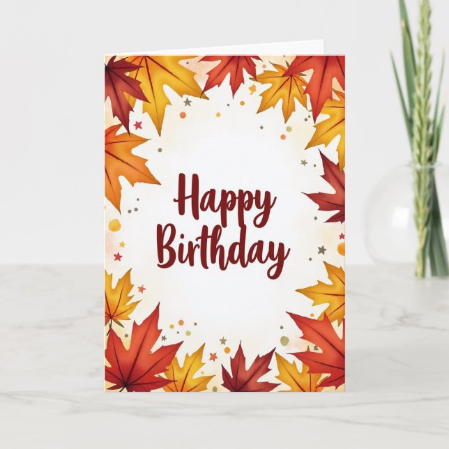 Autumn Leaf Birthday Card (Front)