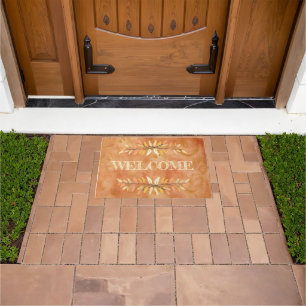 Autumn Leaf Borders Welcome Seasonal Colors Custom Doormat