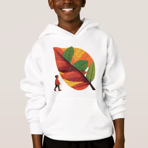 Autumn Leaf Cartoon Boy Design Hoodie