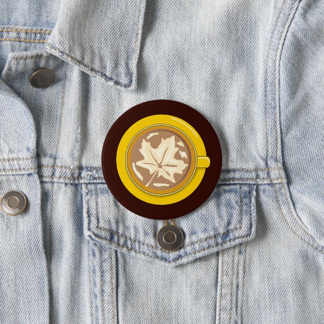 Autumn Leaf Coffee Latte Button (In Situ)