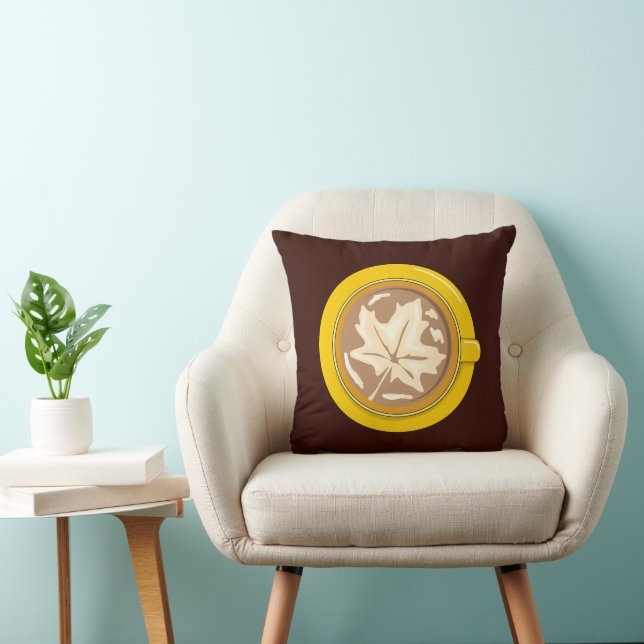 Autumn Leaf Coffee Latte Throw Pillow (Chair)