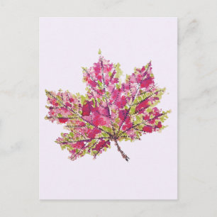 Autumn Leaf Colorful Watercolor Boho Postcard