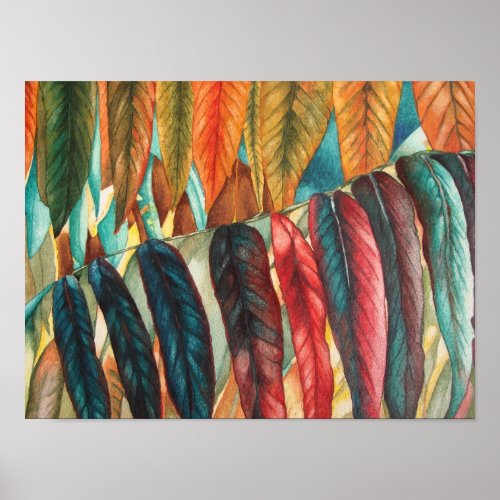 autumn leaf colors original stylised modern art poster