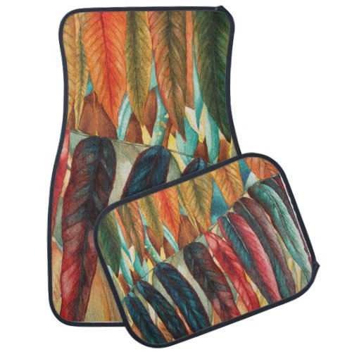 autumn leaf colors original stylized modern car floor mat