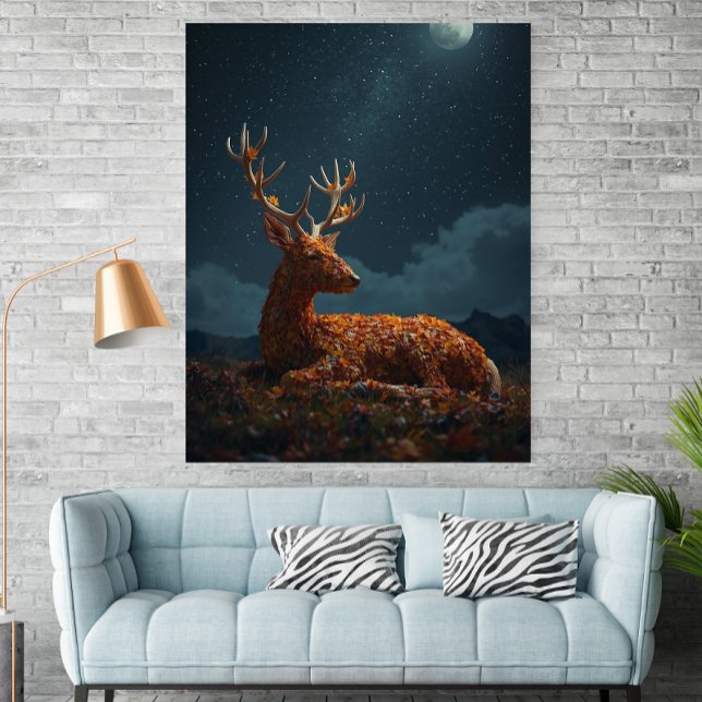 Autumn Leaf Deer Sleeping Under Stars Poster  (Creator Uploaded)