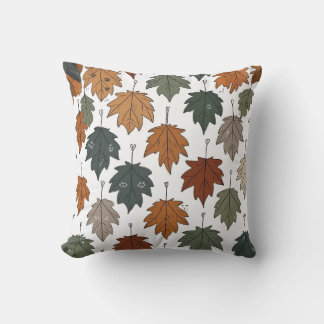 Autumn Leaf Doodle Throw Pillow