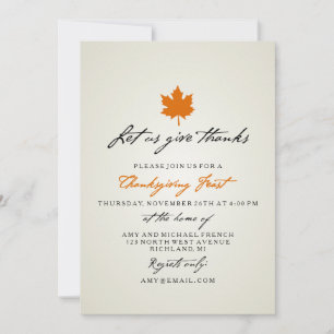 Autumn Leaf Elegant Thanksgiving Party Invitation