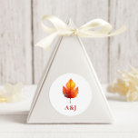 Autumn Leaf Fall Modern Wedding Rust Classic Round Sticker<br><div class="desc">Beautiful watercolor fall leaves set this wedding stationery suite apart from the rest. You may customize all of the text. Coordinating items available.</div>