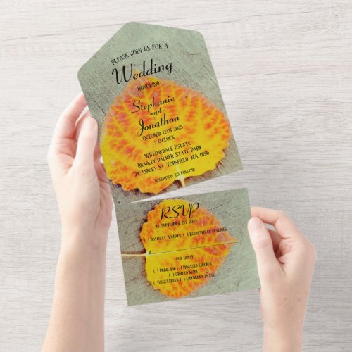 Autumn Leaf Fall Wedding  All In One Invitation