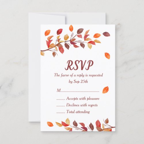 Autumn Leaf Fall Wedding RSVP Cards
