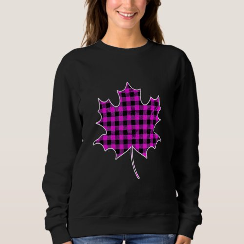 Autumn Leaf  For Girls Women Leaf Pink Buffalo pla Sweatshirt