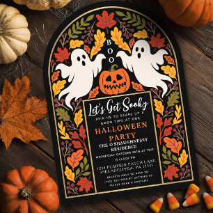 Autumn Leaf Ghost Halloween Party Arch Invitation