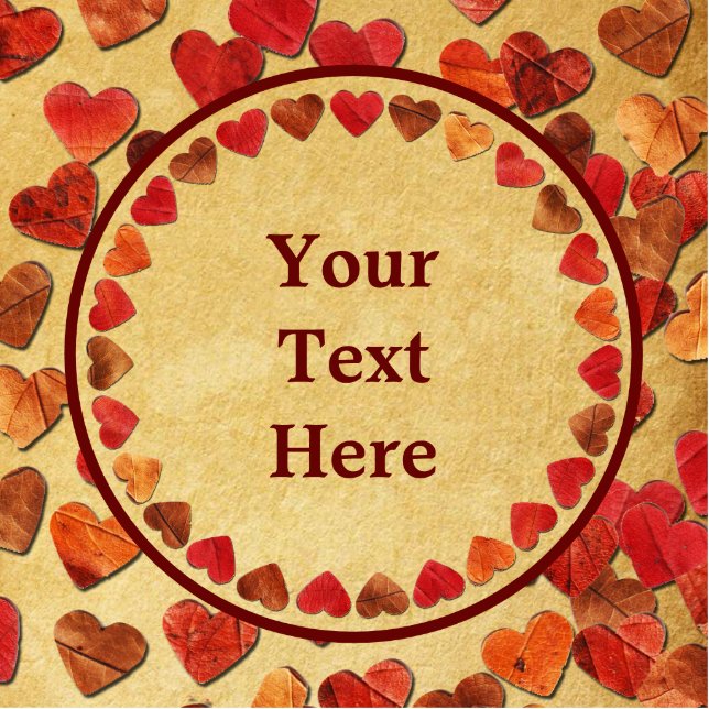 Autumn Leaf Hearts On Old Paper Cutout (Front)