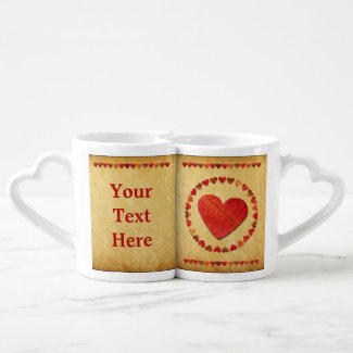 Autumn Leaf Hearts On Old Paper Mug