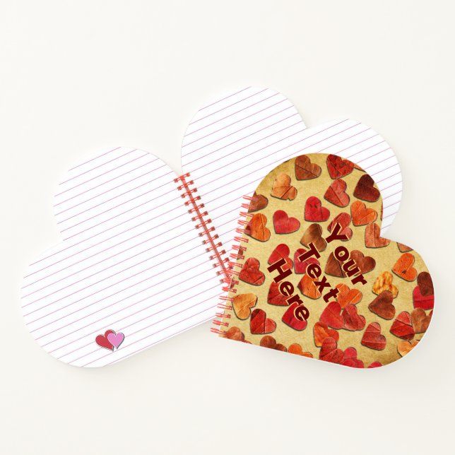Autumn Leaf Hearts On Old Paper Notebook (Inside)