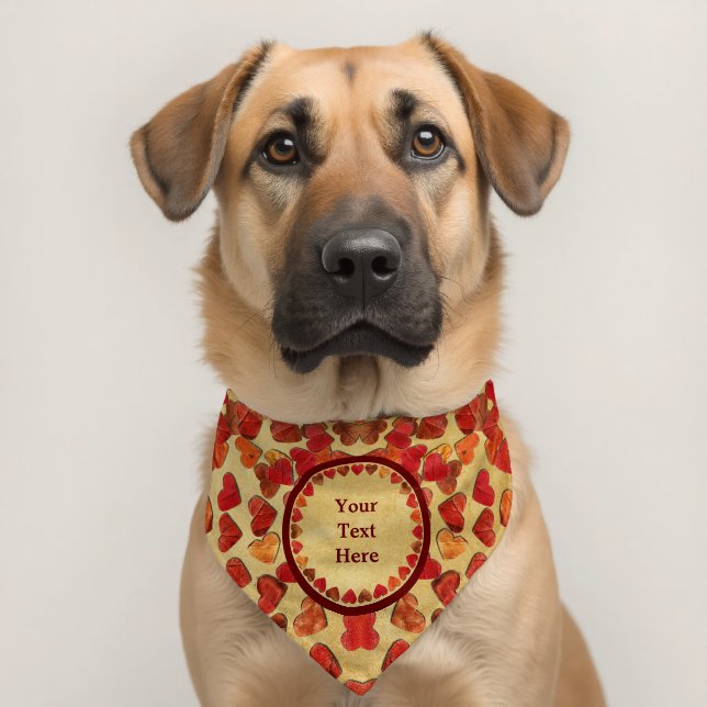 Autumn Leaf Hearts On Old Paper Pet Bandana Collar (Dog 2)