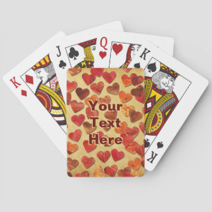 Autumn Leaf Hearts On Old Paper Poker Cards