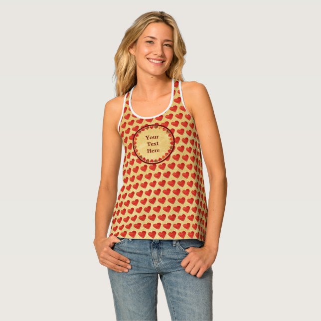 Autumn Leaf Hearts On Old Paper Tank Top (Front Full)