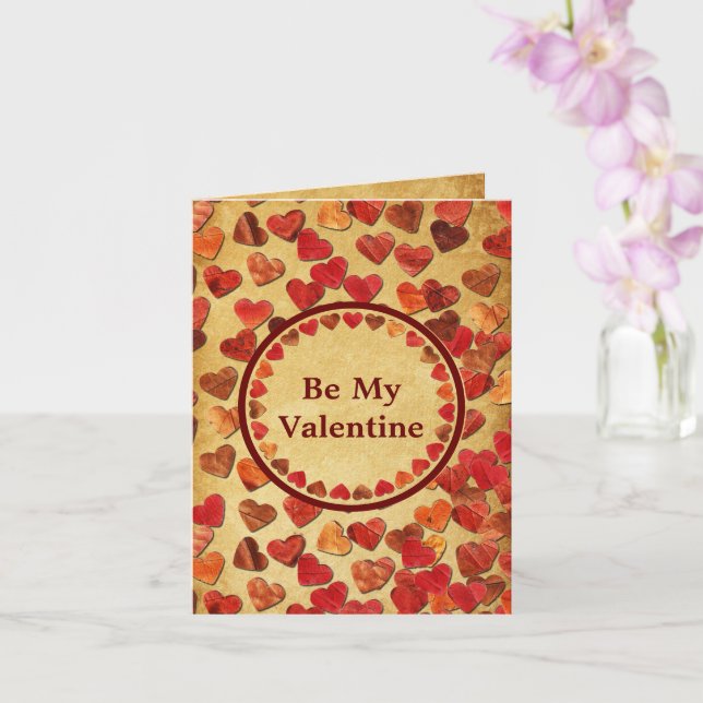 Autumn Leaf Hearts - Valentine Card (Orchid)
