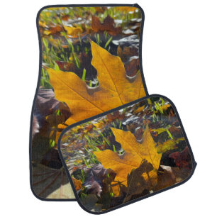 Autumn leaf in the sun car floor mat