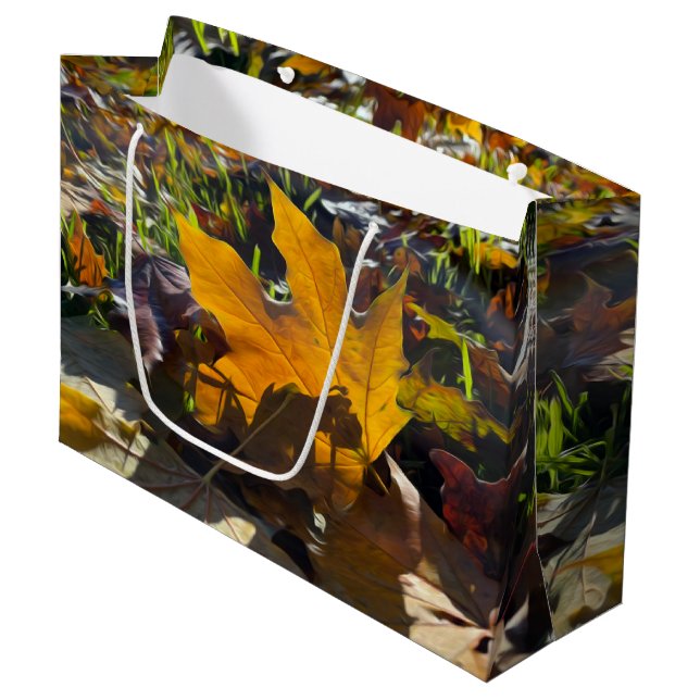 Autumn leaf in the sun large gift bag (Front Angled)
