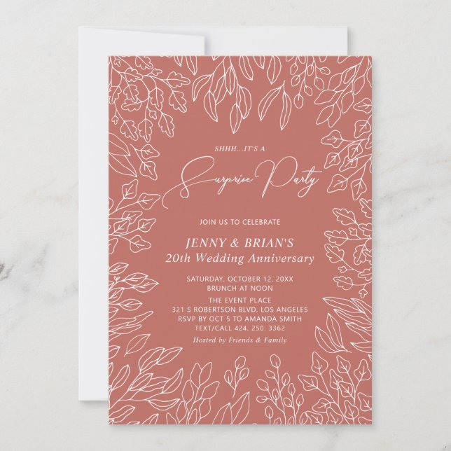 Autumn Leaf | Modern Fall Wedding Anniversary Invitation (Front)